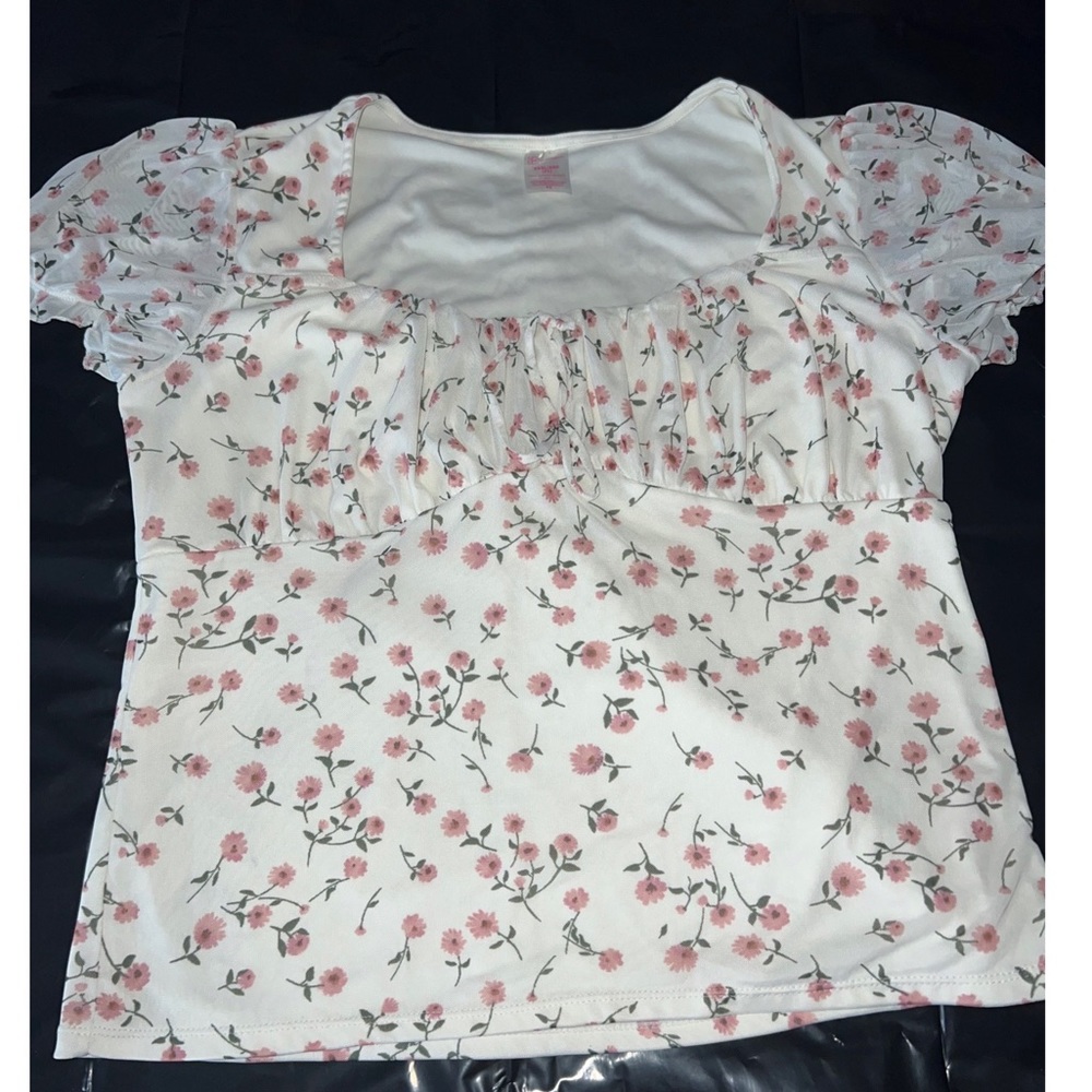 Ivory Flower Mesh Top